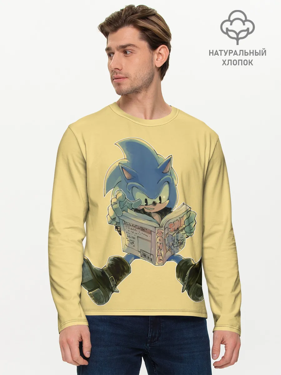 Мужской лонгслив базовый / Соник с книжкой