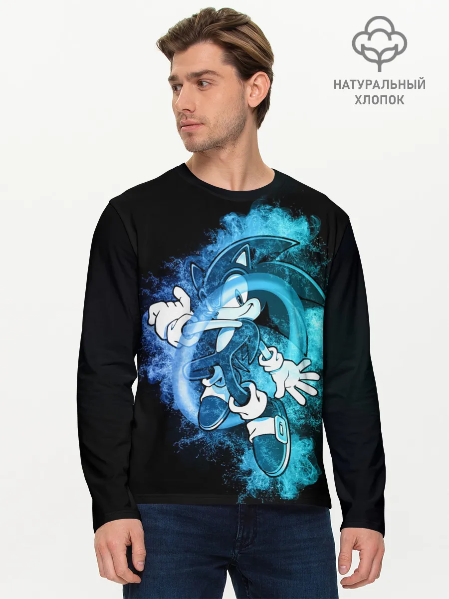 Мужской лонгслив базовый / Соник сквозь кольцо