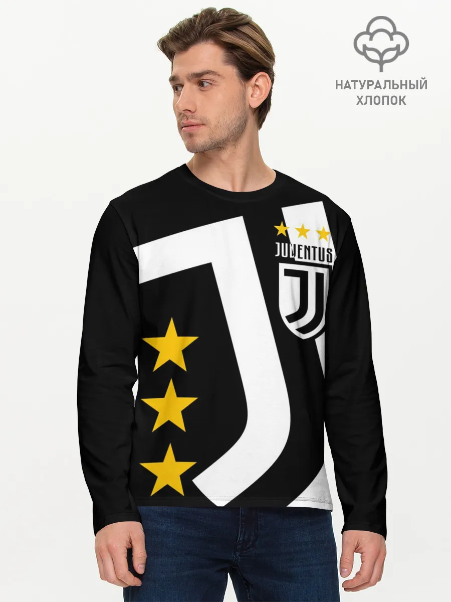 Мужской лонгслив базовый / JUVENTUS / ЮВЕНТУС / ЗВЕЗДЫ