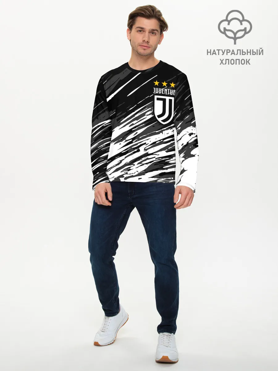 Мужской лонгслив базовый / JUVENTUS / ЮВЕНТУС / БРЫЗГИ