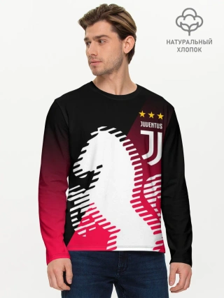 Мужской лонгслив базовый / JUVENTUS / ЮВЕНТУС / НЕОН