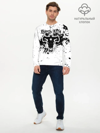 Мужской лонгслив базовый / Черные быки брызги Чёрный клевер
