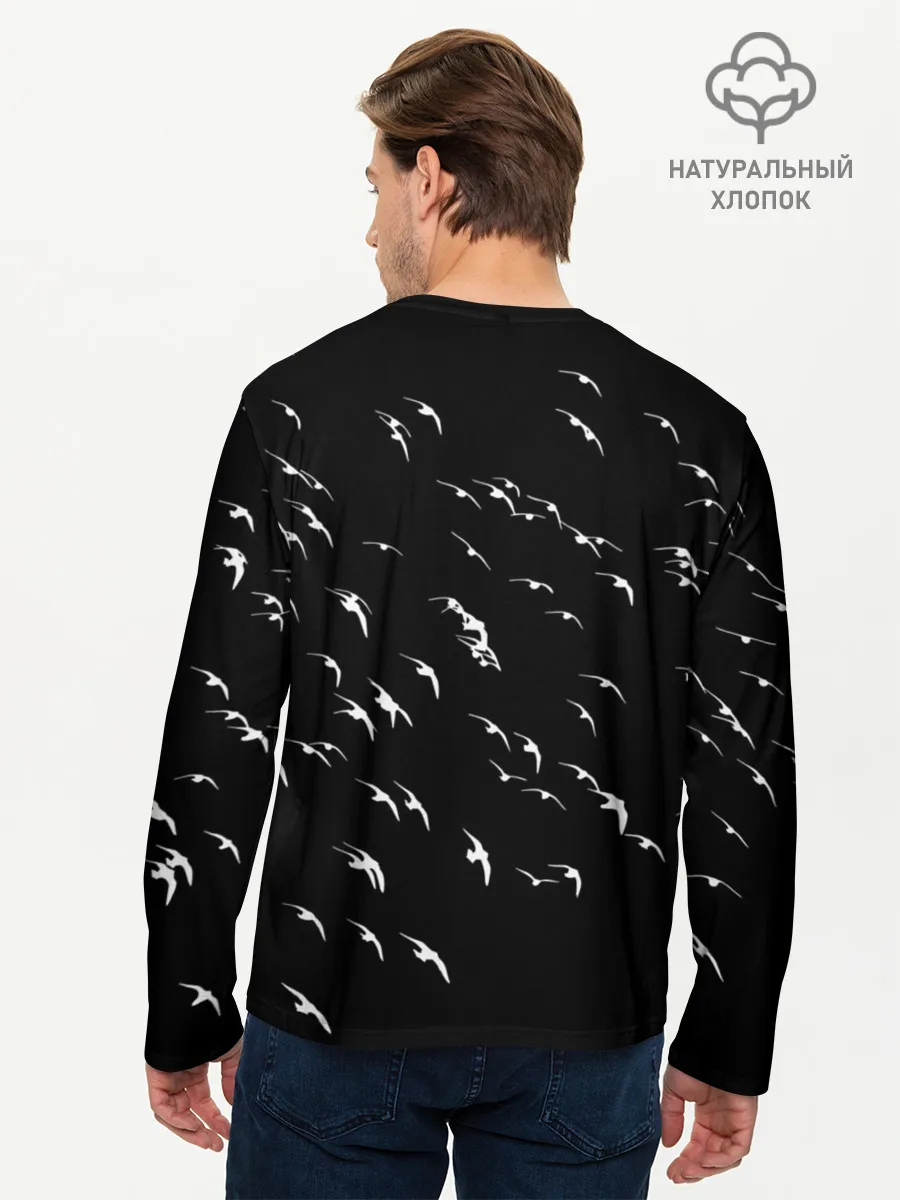 Мужской лонгслив базовый / Череп Индейца Перья