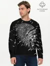 Мужской лонгслив базовый / Череп Индейца Перья