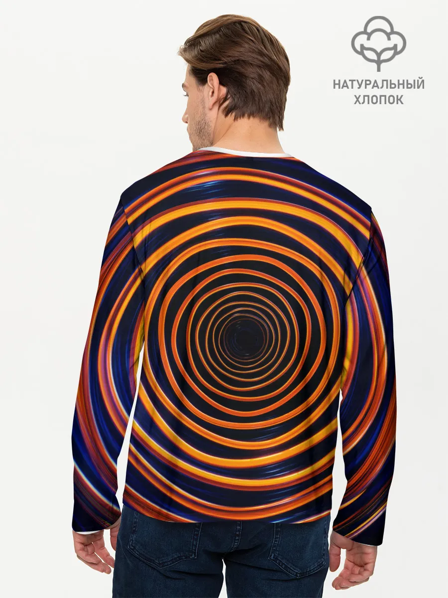 Мужской лонгслив базовый / Круги неоновые