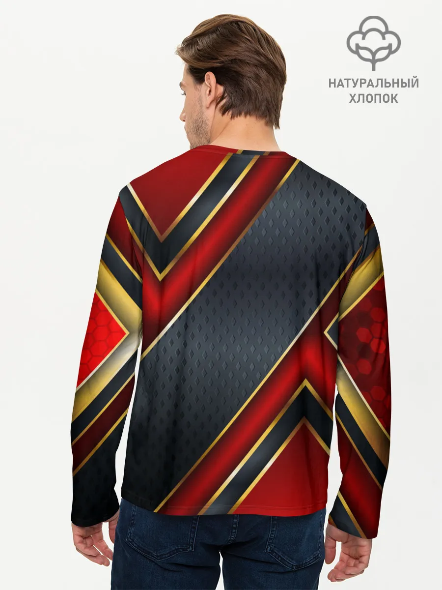 Мужской лонгслив базовый / Black & Red 3D