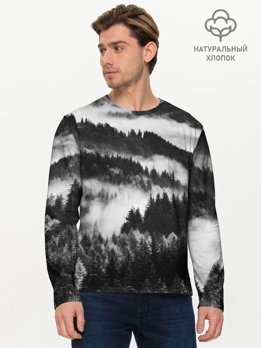 Мужской лонгслив базовый / ТУМАННЫЙ ЛЕС / МРАЧНЫЙ ЛЕС