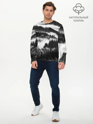 Мужской лонгслив базовый / ТУМАННЫЙ ЛЕС / МРАЧНЫЙ ЛЕС