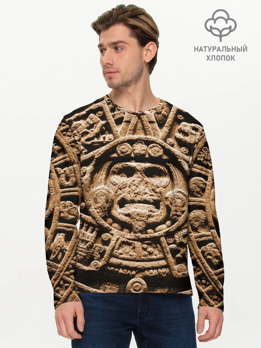 Мужской лонгслив базовый / Ацтекский Календарь