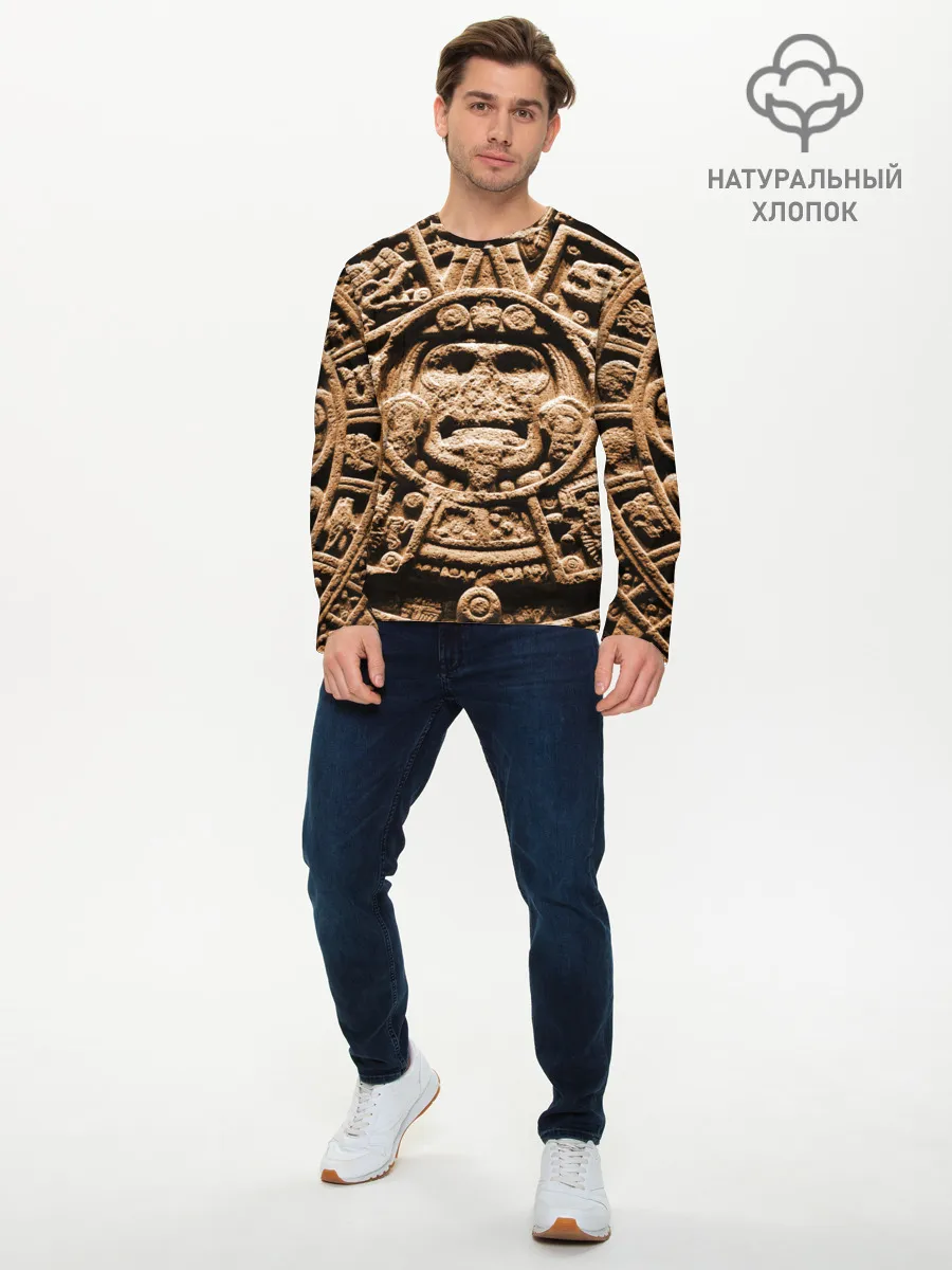 Мужской лонгслив базовый / Ацтекский Календарь