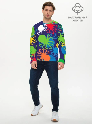 Мужской лонгслив базовый / Осьминоги