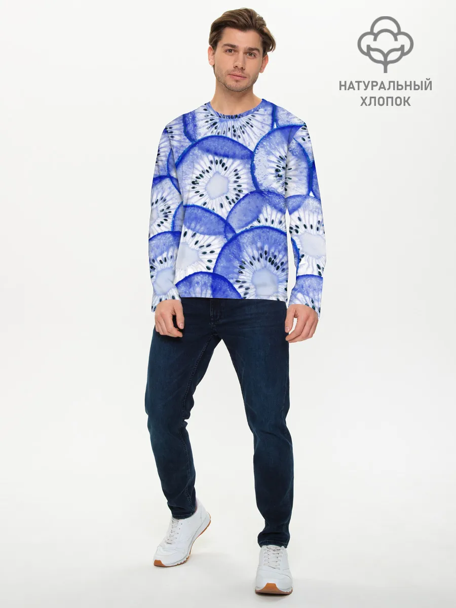 Мужской лонгслив базовый / Синий Киви
