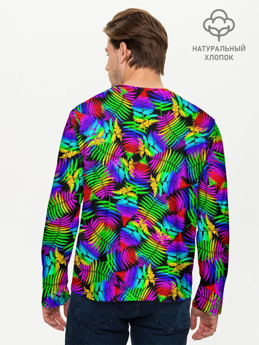 Мужской лонгслив базовый / Неоновый папоротник