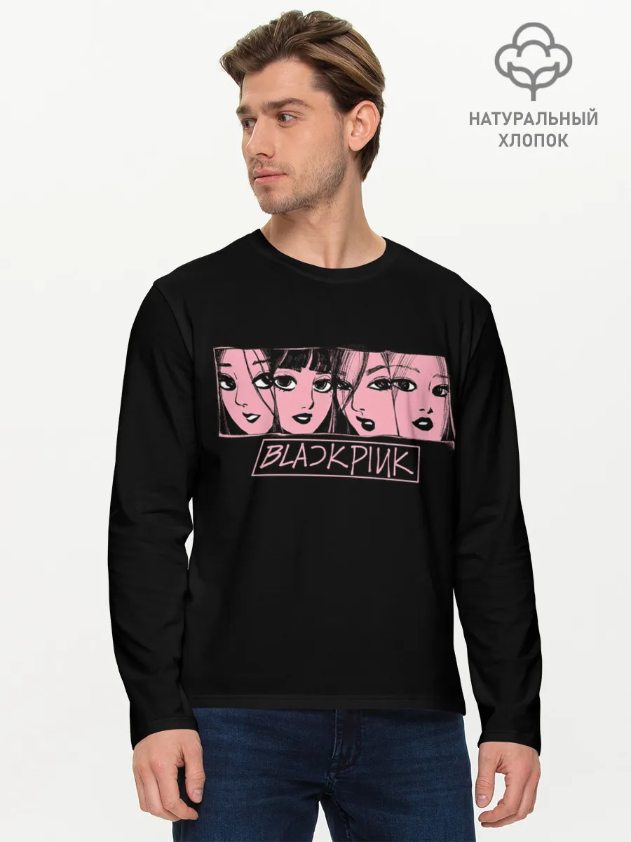 Мужской лонгслив базовый / Black Pink Art