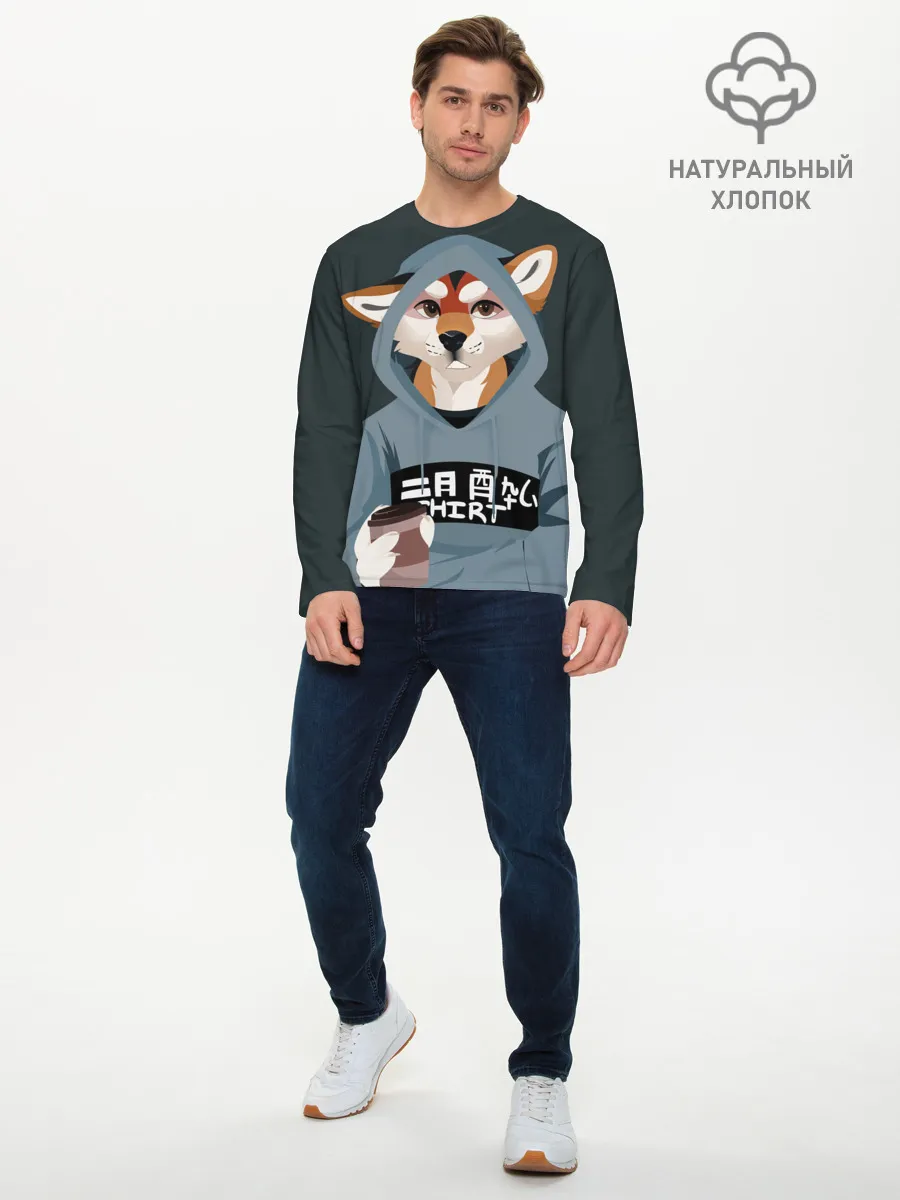 Мужской лонгслив базовый / Furry fox