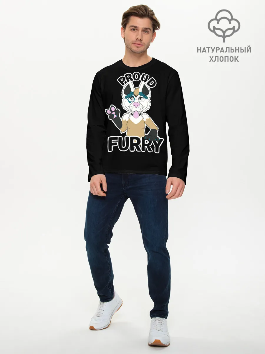 Мужской лонгслив базовый / Furry wolf