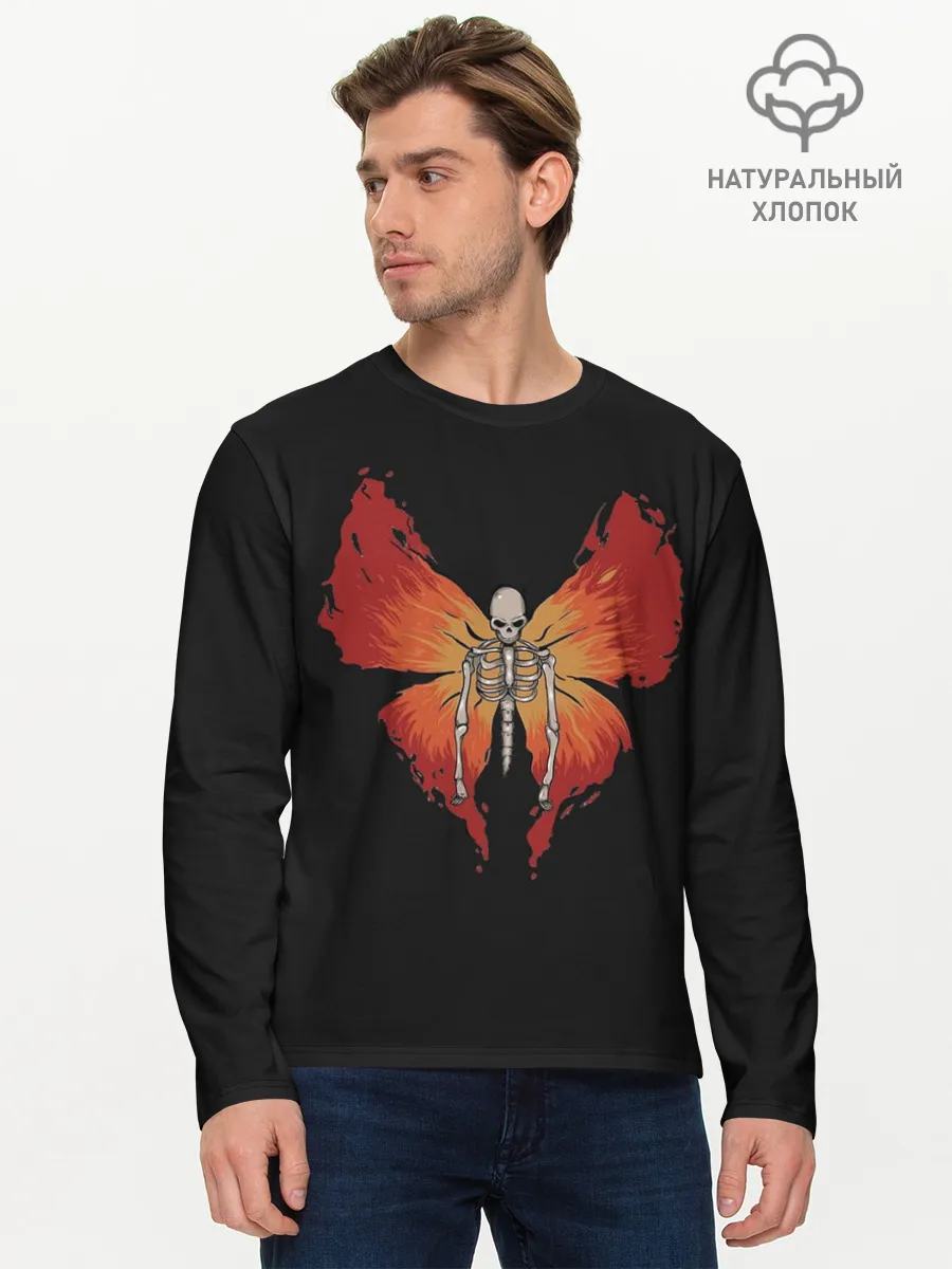 Мужской лонгслив базовый / Butterfly Skeleton
