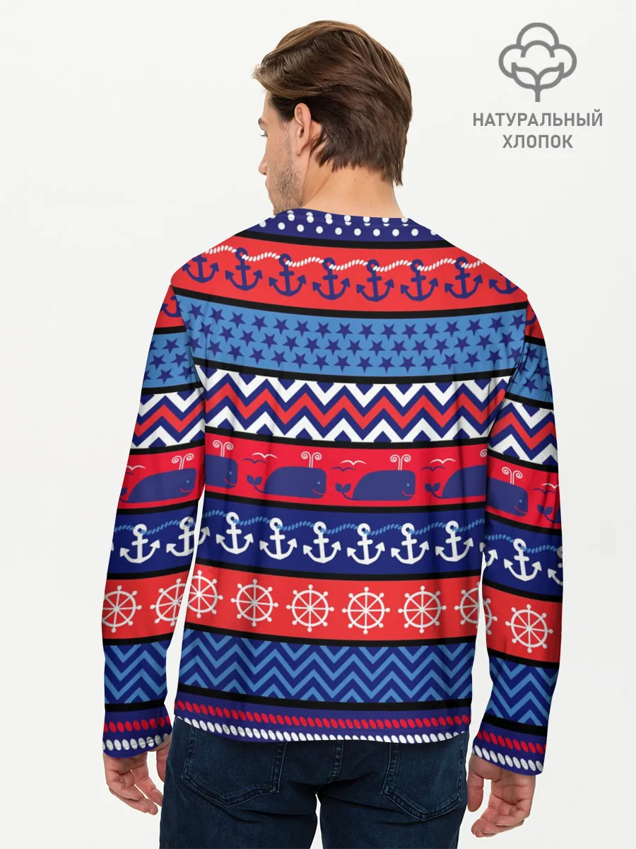 Мужской лонгслив базовый / Морские мотивы