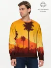Мужской лонгслив базовый / Лето, Пальмы, вечер