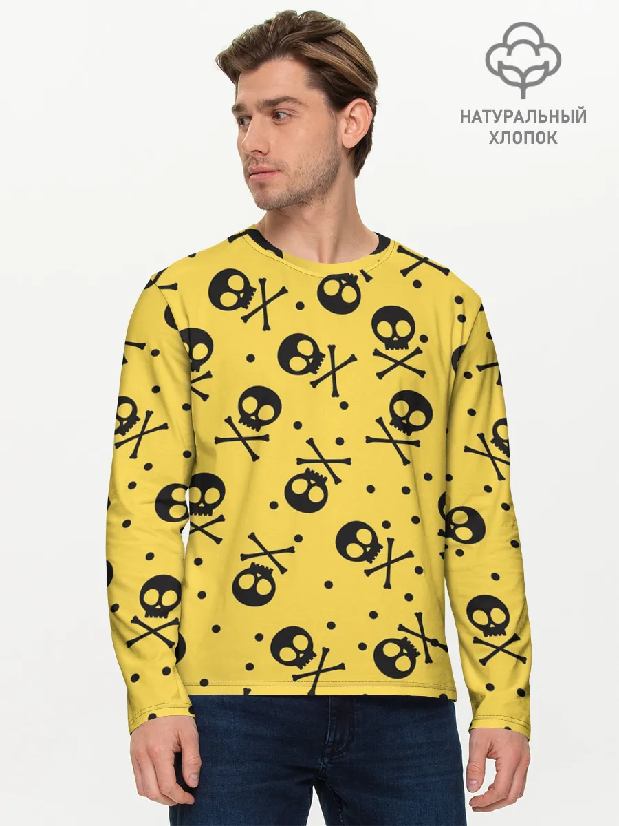 Мужской лонгслив базовый / Череповый фон | Черепа