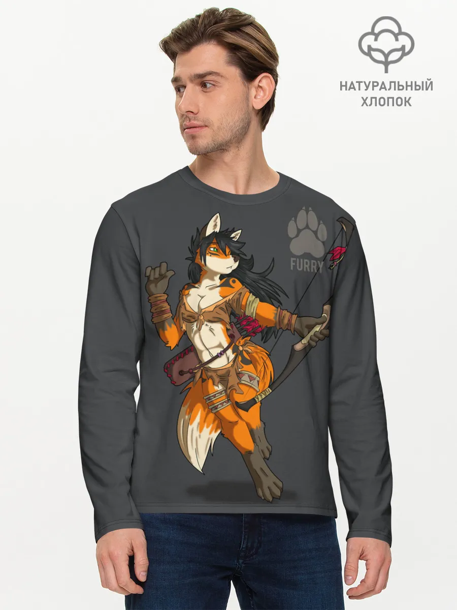 Мужской лонгслив базовый / Furry fox