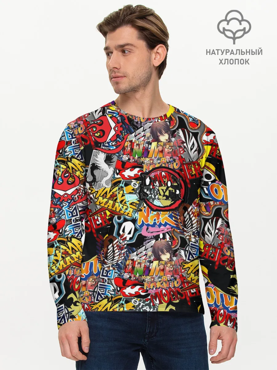 Мужской лонгслив базовый / Логотипы Аниме Мультиков