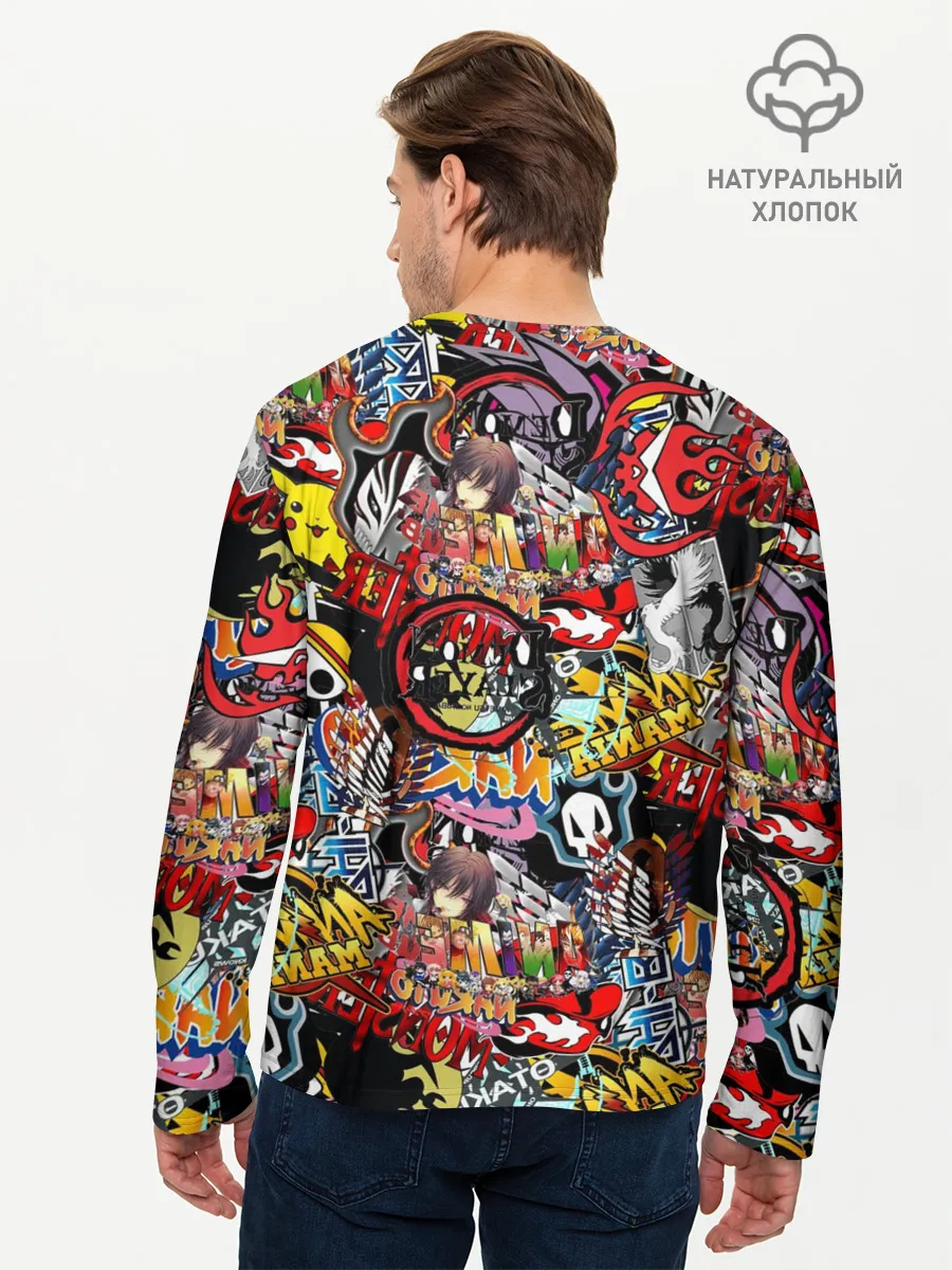 Мужской лонгслив базовый / Логотипы Аниме Мультиков