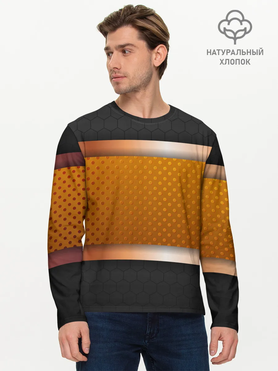 Мужской лонгслив базовый / 3d gold / black
