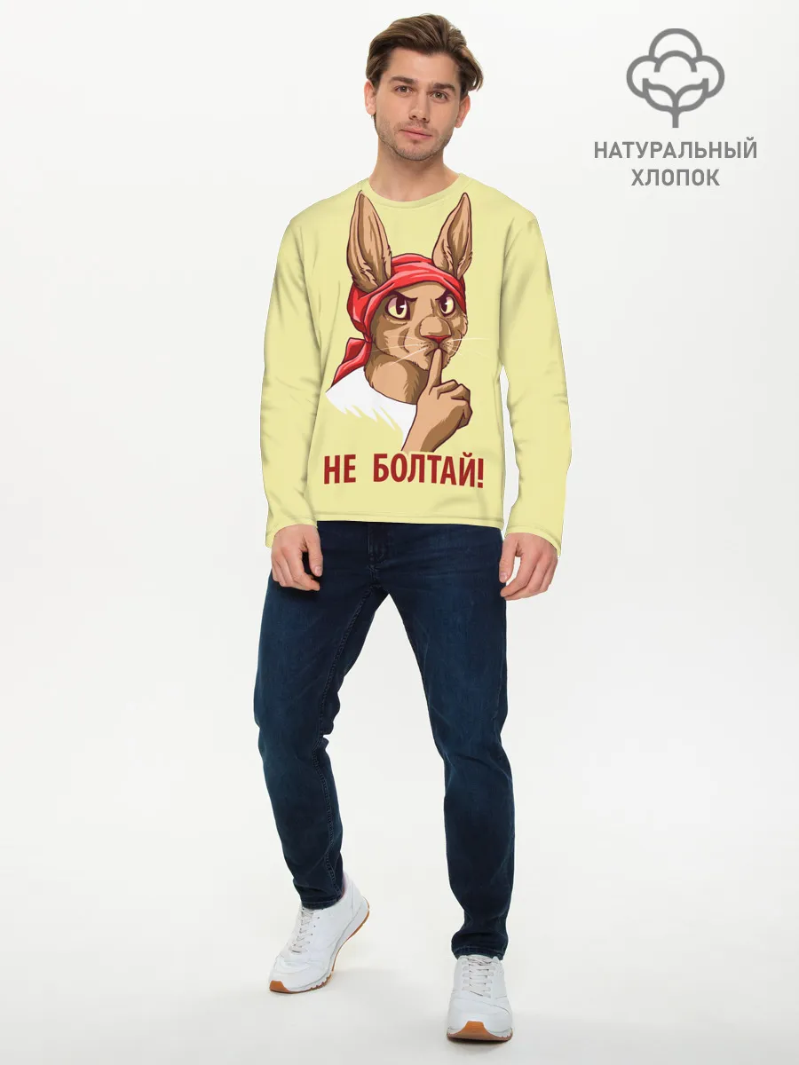 Мужской лонгслив базовый / Не болтай!