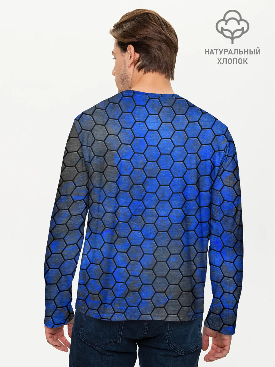 Мужской лонгслив базовый / Синие Соты