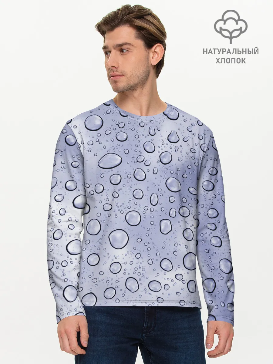 Мужской лонгслив базовый / Капли на Стекле