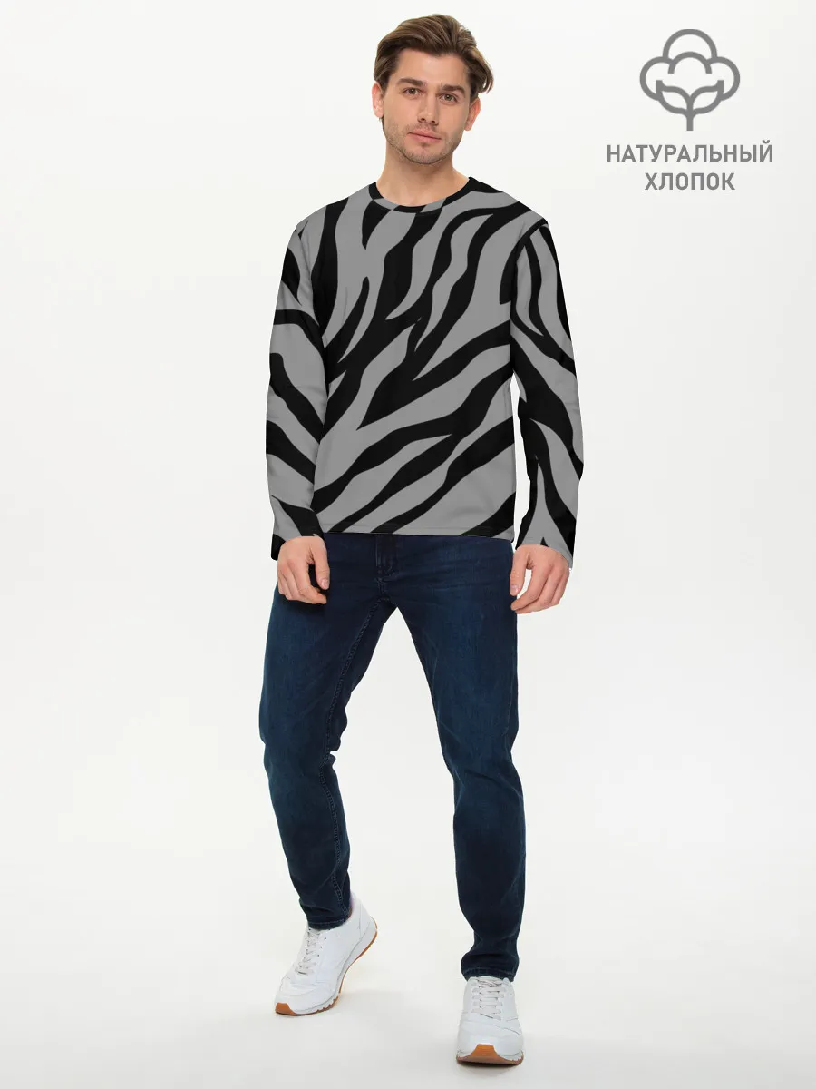 Мужской лонгслив базовый / Камуфляж Зебра