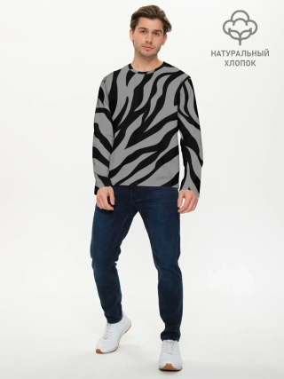 Мужской лонгслив базовый / Камуфляж Зебра