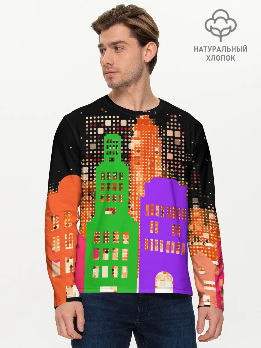 Мужской лонгслив базовый / Ночной Город