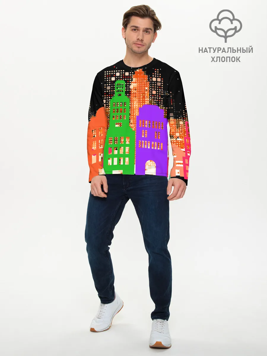 Мужской лонгслив базовый / Ночной Город