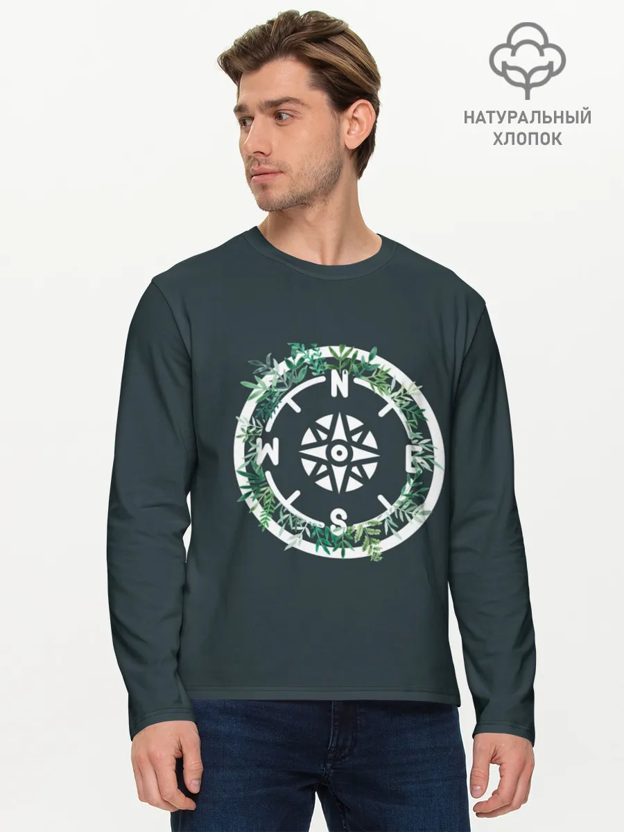 Мужской лонгслив базовый / Старый компас