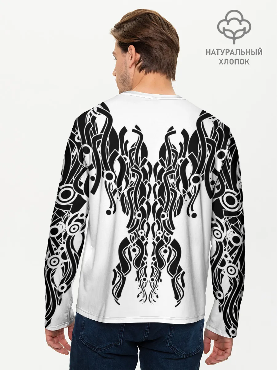 Мужской лонгслив базовый / абстракция, круги, линии,