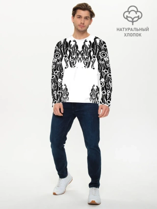 Мужской лонгслив базовый / абстракция, круги, линии,