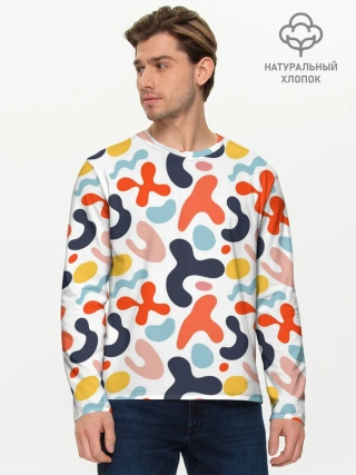 Мужской лонгслив базовый / Абстрактные цветные пятна
