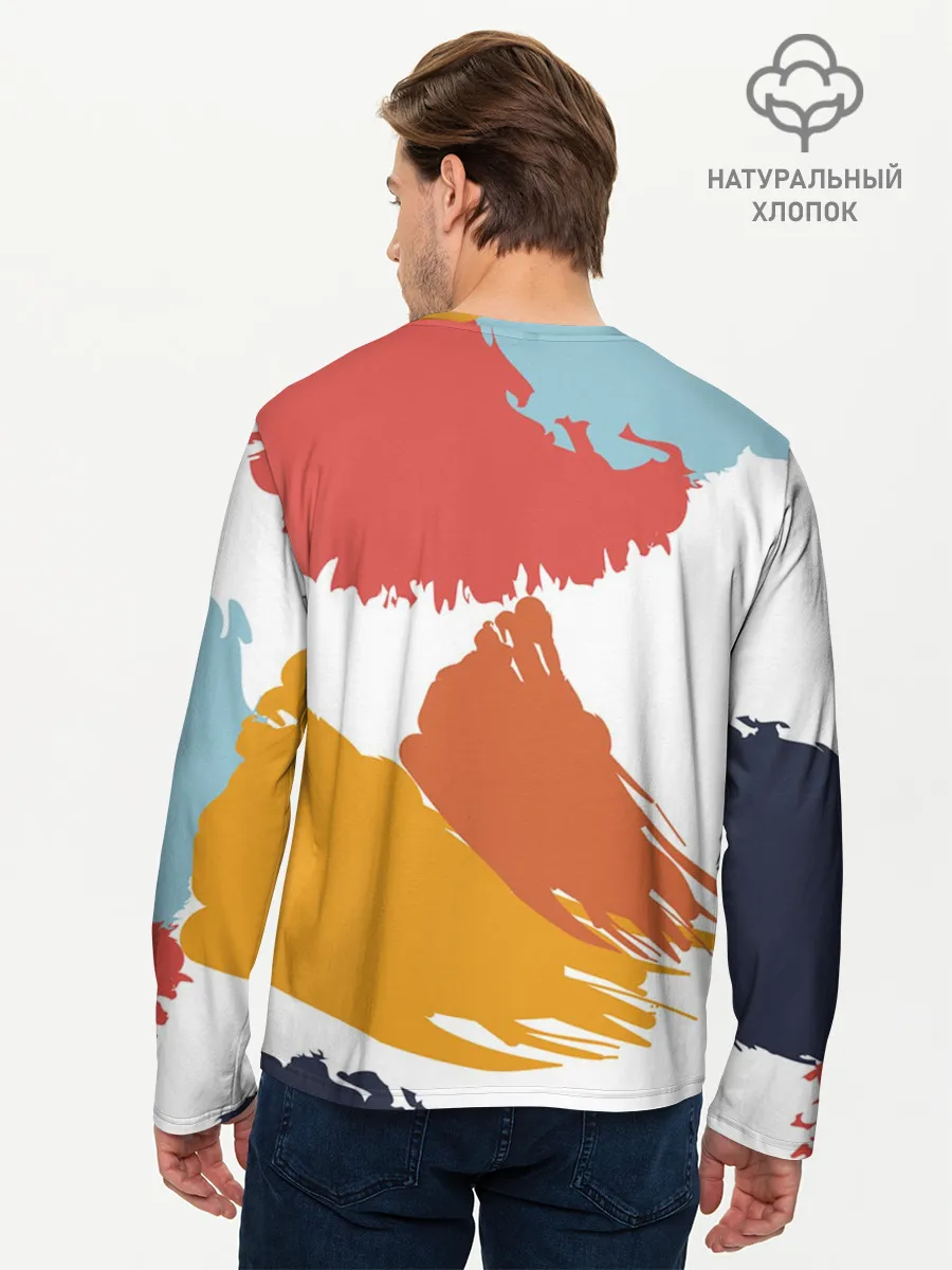 Мужской лонгслив базовый / Цветные пятна, мазки кистью