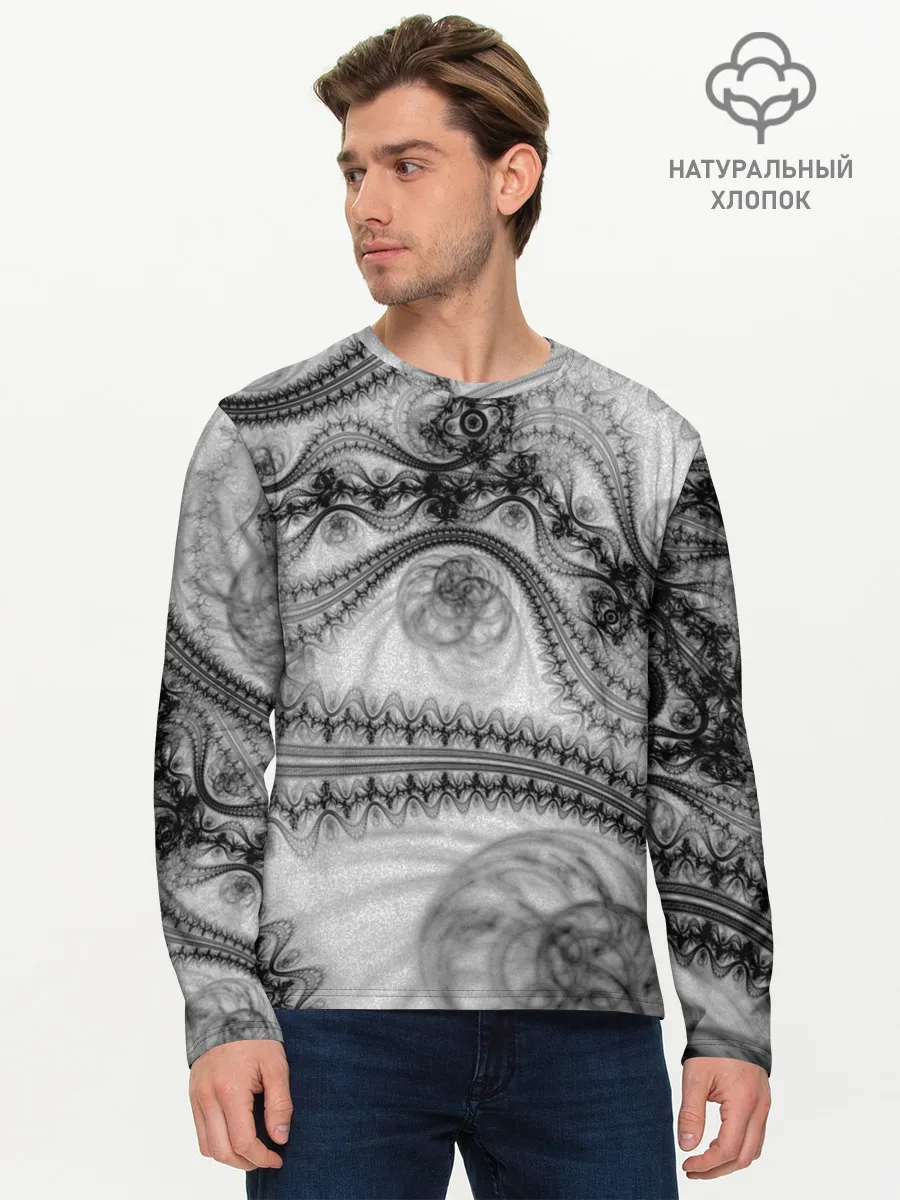 Мужской лонгслив базовый / Spilled ink Texture