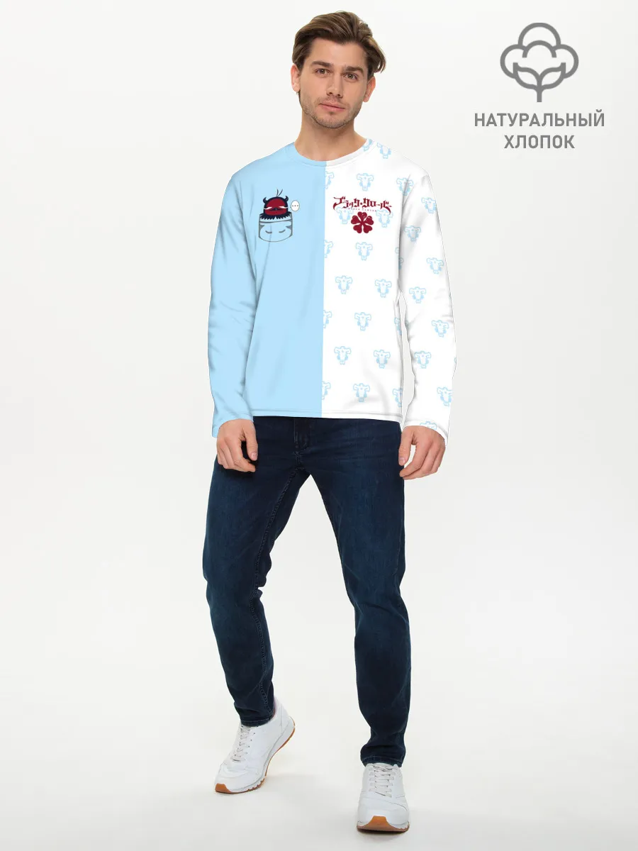 Мужской лонгслив базовый / Чёрный клевер Неро в кармашке