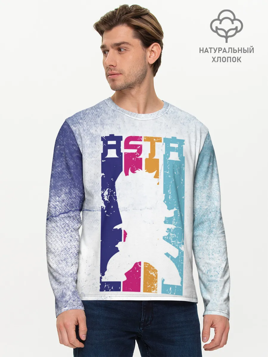 Мужской лонгслив базовый / Стена Аста Чёрный клевер