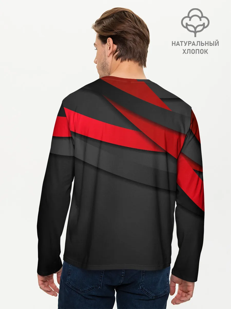 Мужской лонгслив базовый / Красные полосы