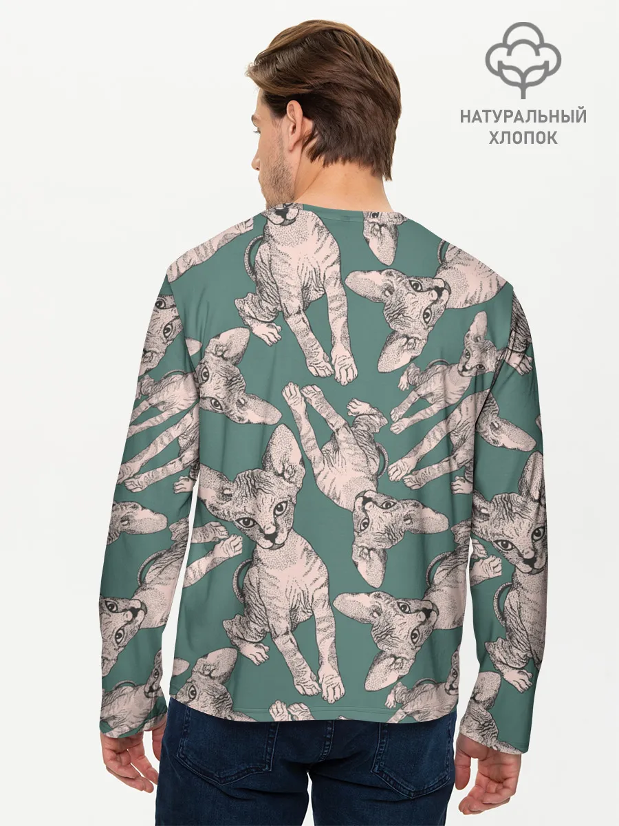 Мужской лонгслив базовый / Котёнок сфинкса