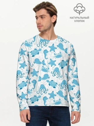 Мужской лонгслив базовый / Морские жители