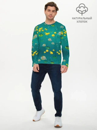 Мужской лонгслив базовый / Подводный мир. Рыбки