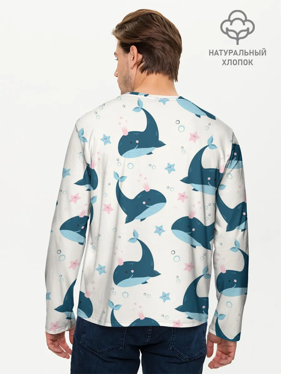 Мужской лонгслив базовый / Киты
