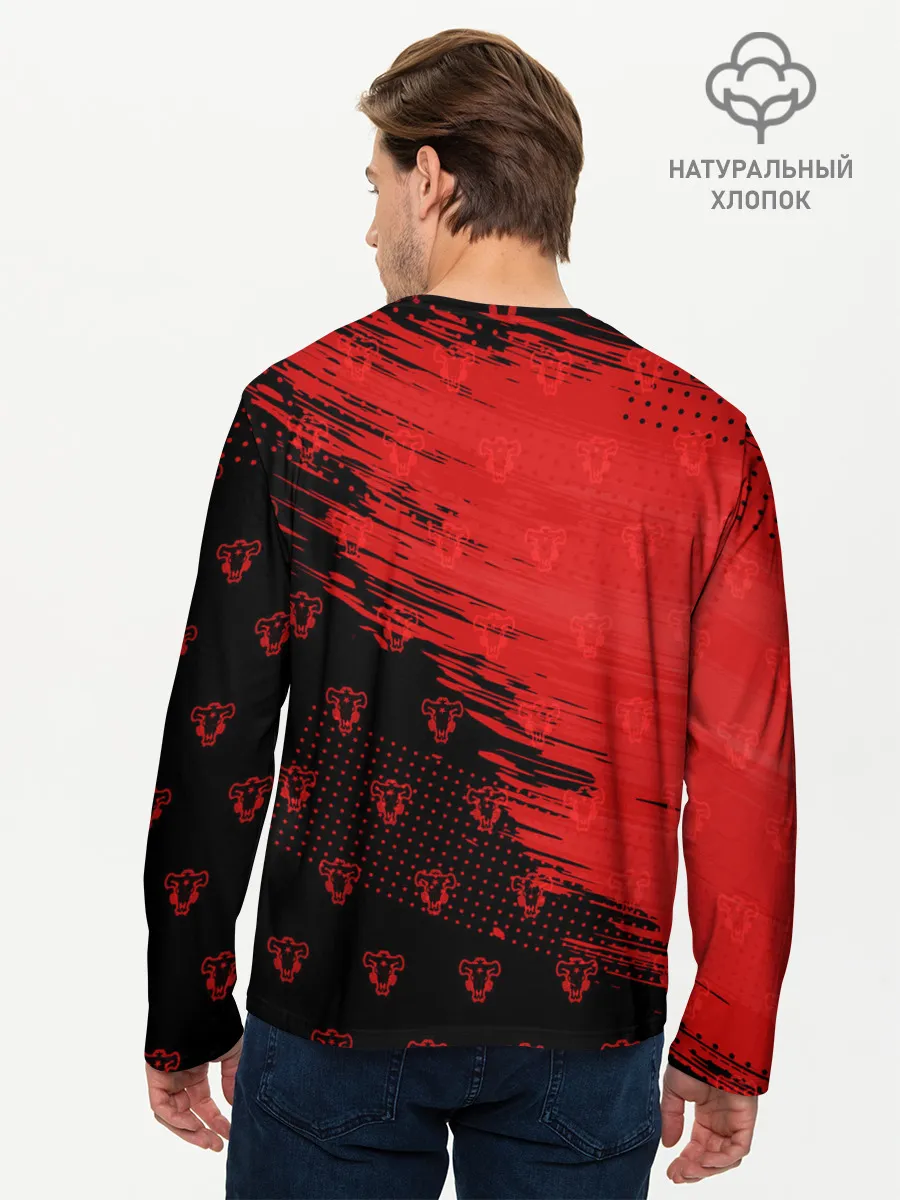 Мужской лонгслив базовый / Чёрный клевер голова Аста