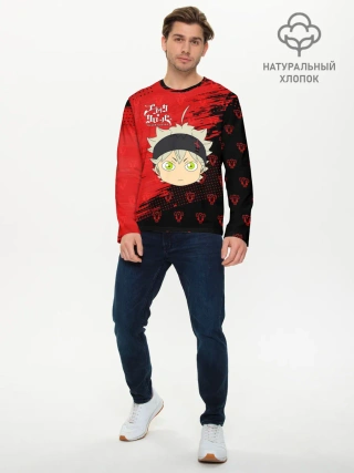 Мужской лонгслив базовый / Чёрный клевер голова Аста